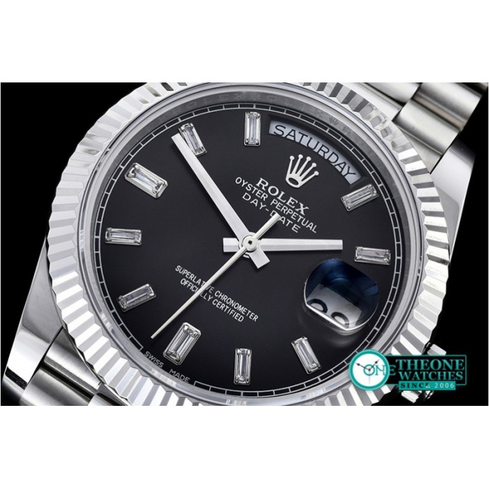 Rolex DayDate 228206 Flt SS SS Black Diam BP Swiss 2836