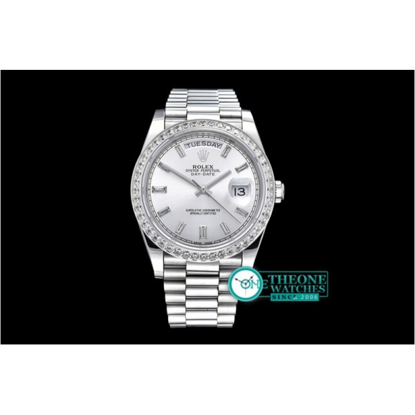 Rolex - DayDate 228206 SS/SS Silv Wht Diam BP Swiss 2836