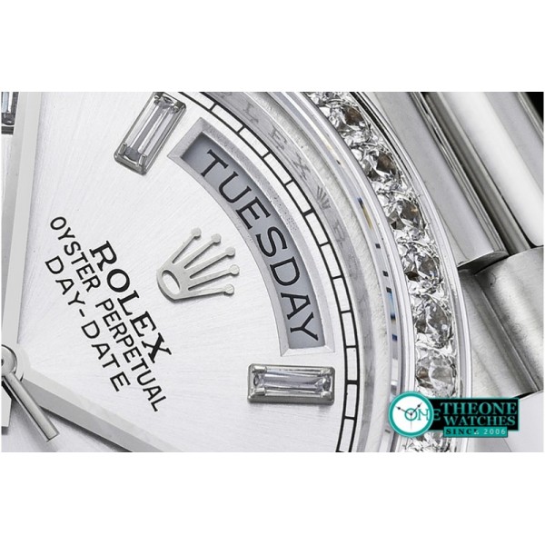 Rolex - DayDate 228206 SS/SS Silv Wht Diam BP Swiss 2836