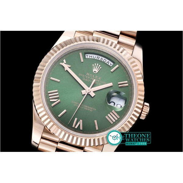 Rolex - DayDate 40mm Flt RG/RG Green Roman Noob A3255 Mod