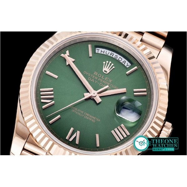 Rolex - DayDate 40mm Flt RG/RG Green Roman Noob A3255 Mod