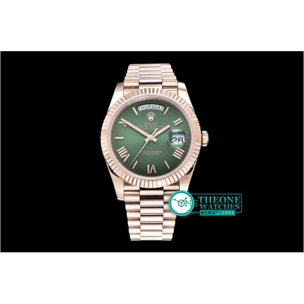 Rolex - DayDate 40mm Flt RG/RG Green Roman Noob A3255 Mod