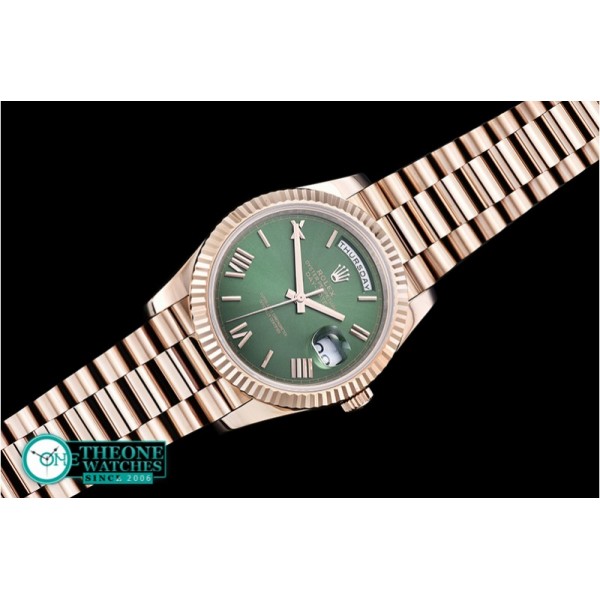 Rolex - DayDate 40mm Flt RG/RG Green Roman Noob A3255 Mod