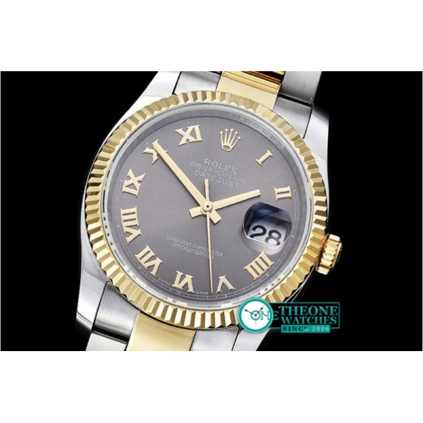 Rolex - DJ 36mm Oyst Flt YG/SS Dark Grey Roman BP A3135 Mod