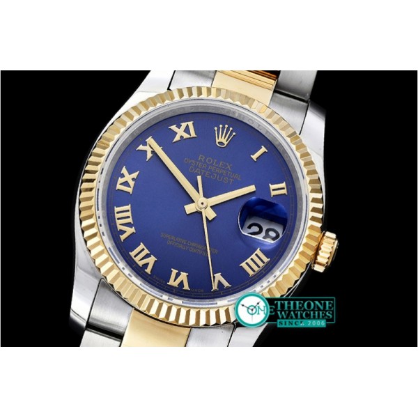 Rolex - DJ 36mm Oyst Flt YG/SS Blue Roman BP A3135 Mod