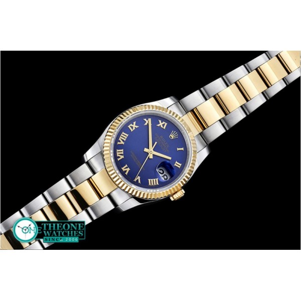 Rolex - DJ 36mm Oyst Flt YG/SS Blue Roman BP A3135 Mod