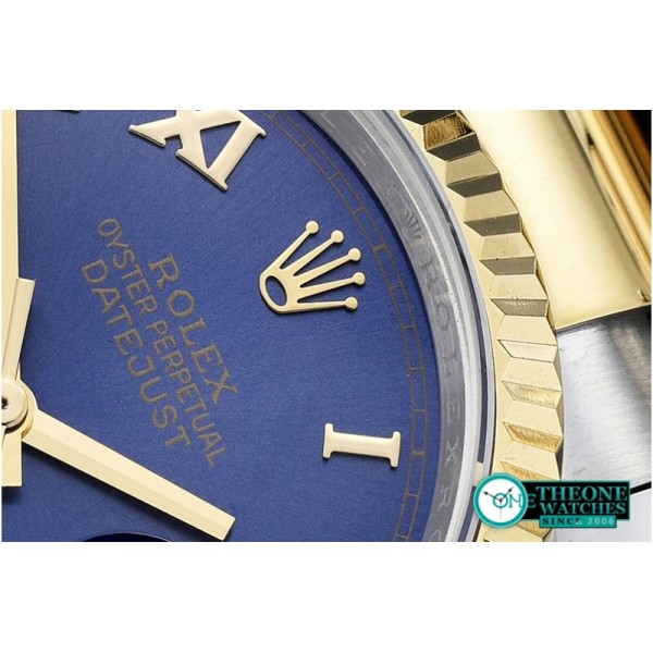 Rolex - DJ 36mm Oyst Flt YG/SS Blue Roman BP A3135 Mod