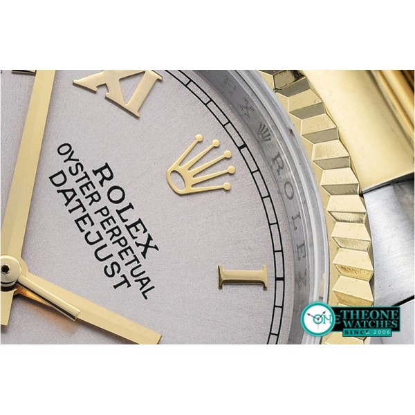 Rolex - DJ 36mm Oyst Flt YG/SS Light Grey Roman BP A3135 Mod