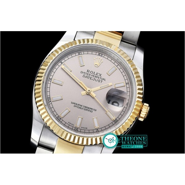 Rolex - DJ 36mm Oyst Flt YG/SS Light Grey Sticks BP A3135 Mod