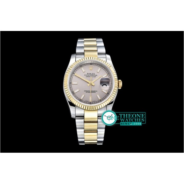 Rolex - DJ 36mm Oyst Flt YG/SS Light Grey Sticks BP A3135 Mod