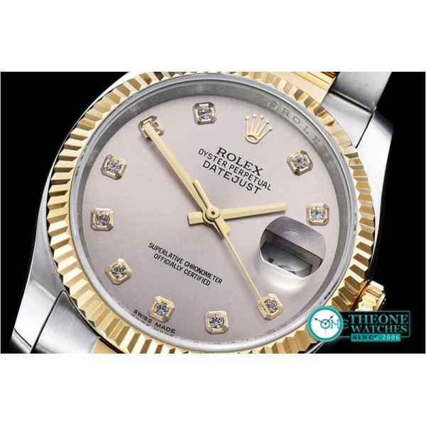 Rolex - DJ 36mm Oyst Flt YG/SS Light Grey Diams BP A3135 Mod