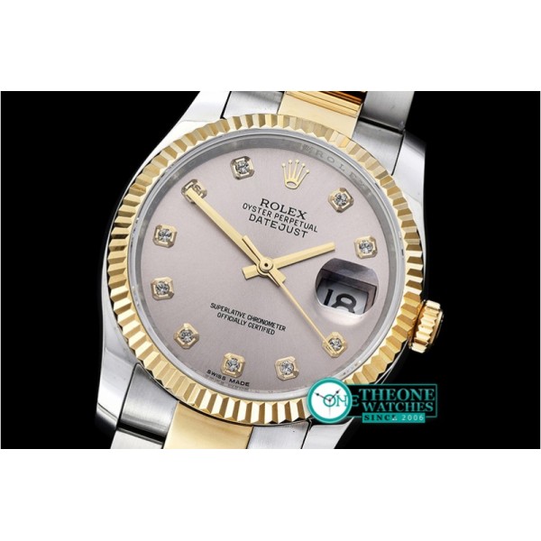 Rolex - DJ 36mm Oyst Flt YG/SS Light Grey Diams BP A3135 Mod