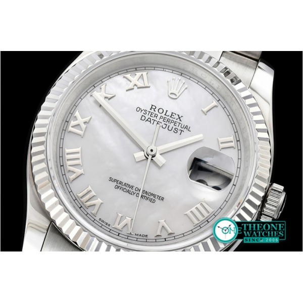 Rolex - DJ 36mm Oyst Flt SS/SS White MOP Roman BP A3135 Mod