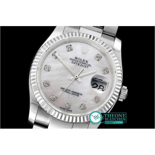 Rolex - DJ 36mm Oyst Flt SS/SS White MOP Diams BP A3135 Mod