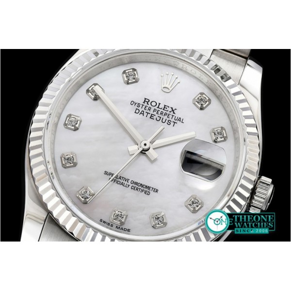 Rolex - DJ 36mm Oyst Flt SS/SS White MOP Diams BP A3135 Mod