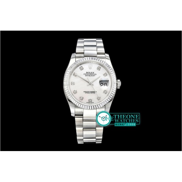 Rolex - DJ 36mm Oyst Flt SS/SS White MOP Diams BP A3135 Mod