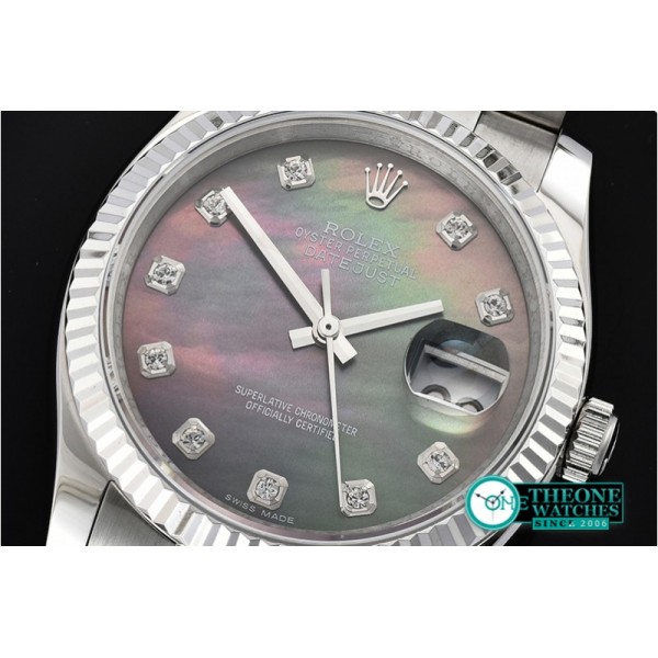 Rolex - DJ 36mm Oyst Flt SS/SS Black MOP Diams BP A3135 Mod