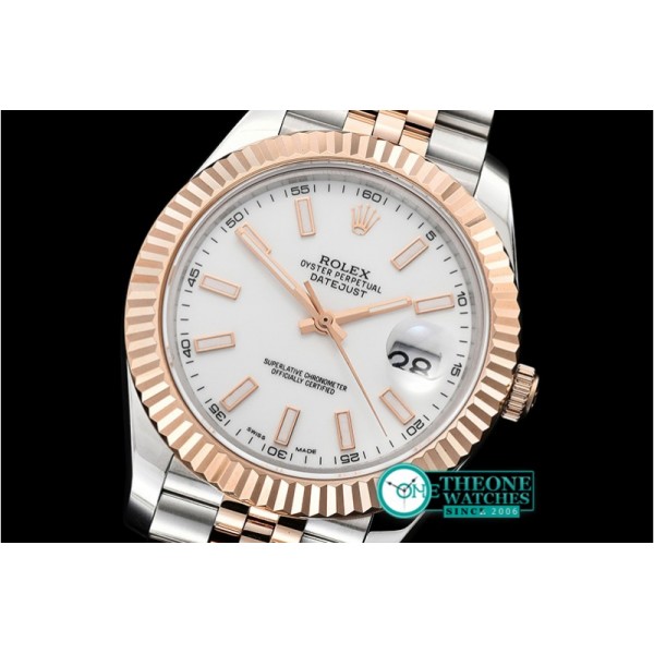 Rolex - DJ2 41mm Jub Flt RG/SS White Stk BP A3235 Mod