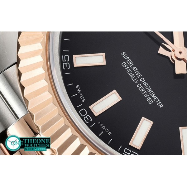 Rolex - DJ2 41mm Jub Flt RG/SS Black Stk BP A3235 Mod