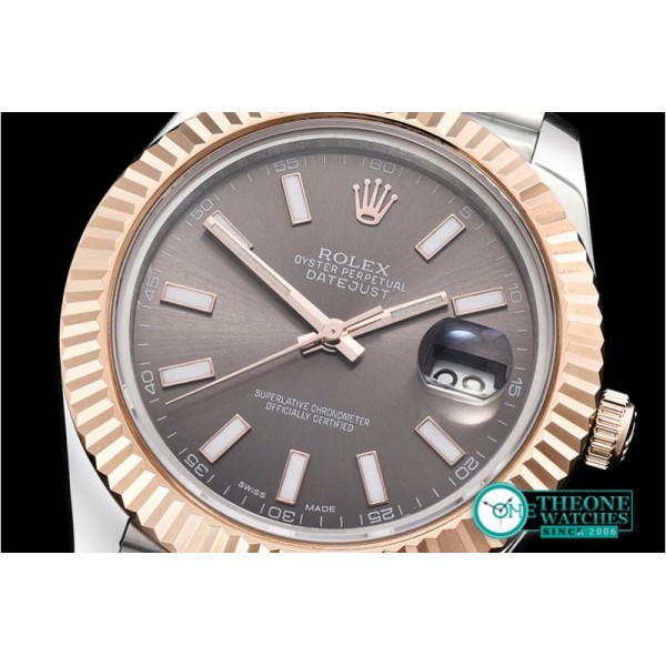 Rolex - DJ2 41mm Jub Flt RG/SS Dark Grey Stk BP A3235 Mod