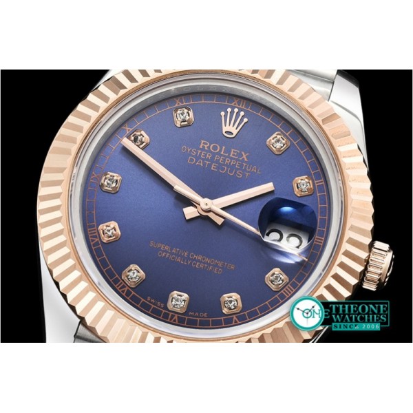 Rolex - DJ2 41mm Jub Flt RG/SS Blue Diams BP A3235 Mod