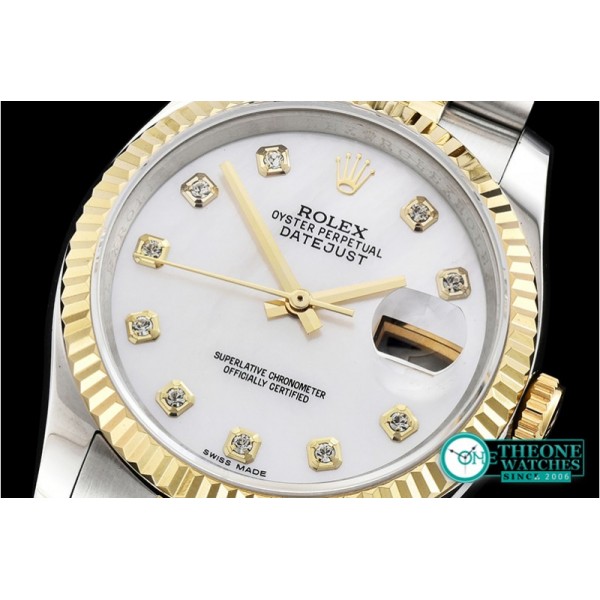 Rolex - DJ 36mm Jub Flt YG/SS White MOP Diams BP A3135 Mod