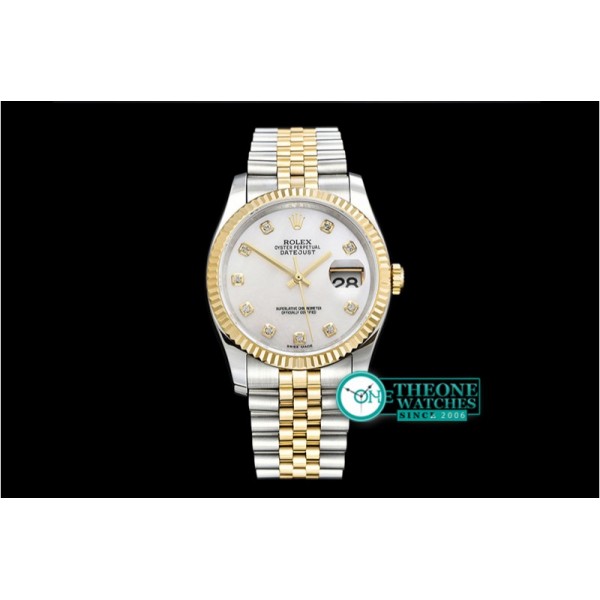 Rolex - DJ 36mm Jub Flt YG/SS White MOP Diams BP A3135 Mod