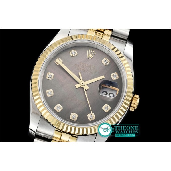 Rolex - DJ 36mm Jub Flt YG/SS Black MOP Diams BP A3135 Mod