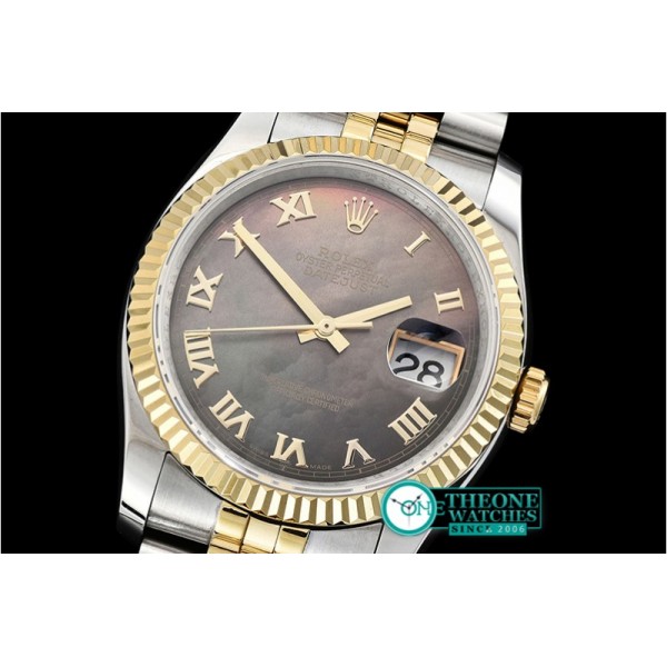 Rolex - DJ 36mm Jub Flt YG/SS Black MOP Roman BP A3135 Mod