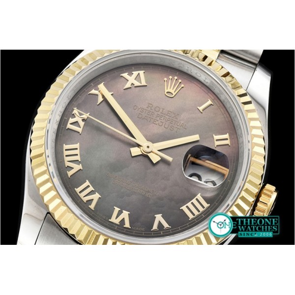 Rolex - DJ 36mm Jub Flt YG/SS Black MOP Roman BP A3135 Mod