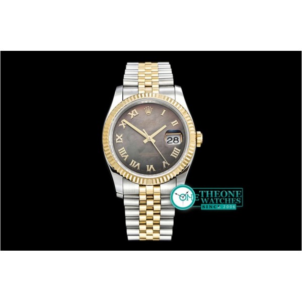 Rolex - DJ 36mm Jub Flt YG/SS Black MOP Roman BP A3135 Mod