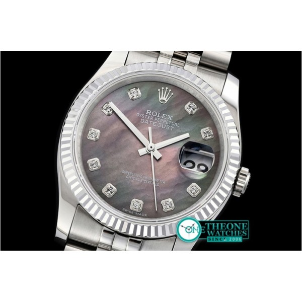 Rolex - DJ 36mm Jub Flt SS/SS Black MOP Diams BP A3135 Mod