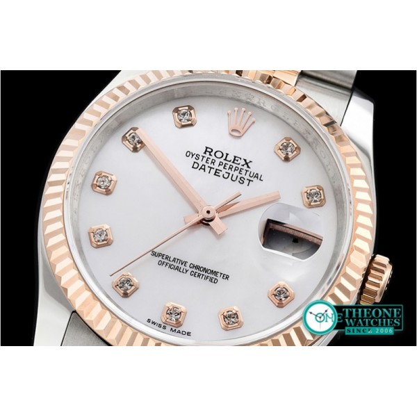 Rolex - DJ 36mm Jub Flt RG/SS White MOP Diams BP A3135 Mod