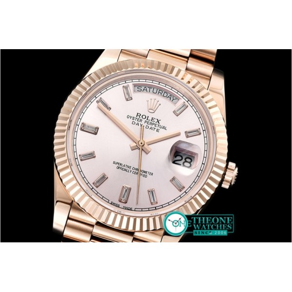 Rolex - DayDate 40mm Flt RG/RG Rose Gold Baug. Diam BP A2836