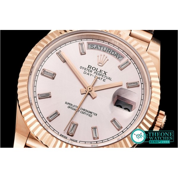 Rolex - DayDate 40mm Flt RG/RG Rose Gold Baug. Diam BP A2836