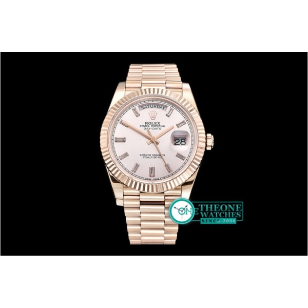 Rolex - DayDate 40mm Flt RG/RG Rose Gold Baug. Diam BP A2836