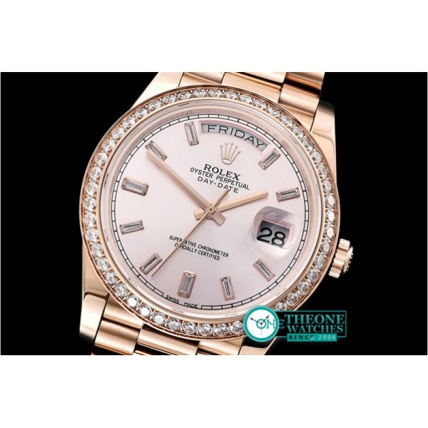 Rolex - DayDate 40mm Diam RG/RG Rose Gold Baug. Diam BP A2836