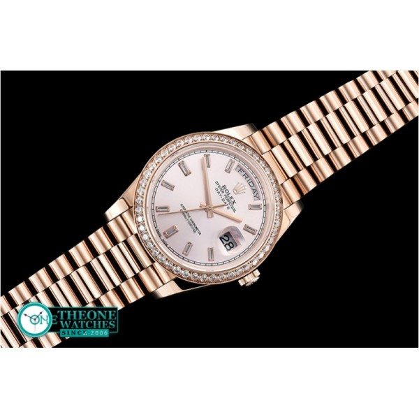 Rolex - DayDate 40mm Diam RG/RG Rose Gold Baug. Diam BP A2836