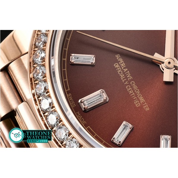 Rolex - DayDate 40mm Diam RG/RG Brown Baug. Diam BP A2836