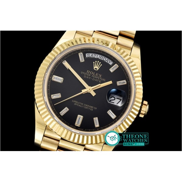 Rolex - DayDate 40mm Flt YG/YG Black Baug. Diam BP A2836