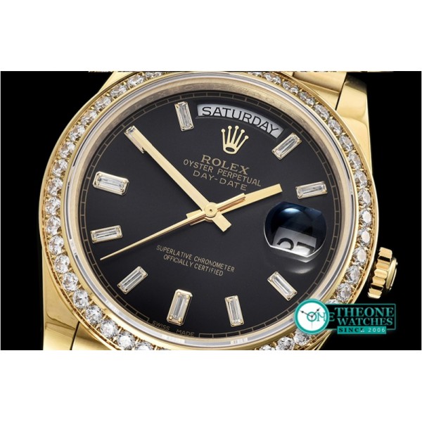 Rolex - DayDate 40mm Diam YG/YG Black Baug. Diam BP A2836