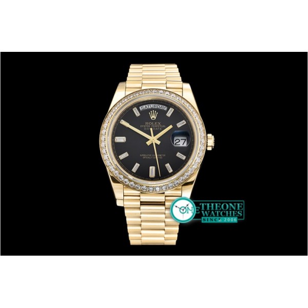 Rolex - DayDate 40mm Diam YG/YG Black Baug. Diam BP A2836