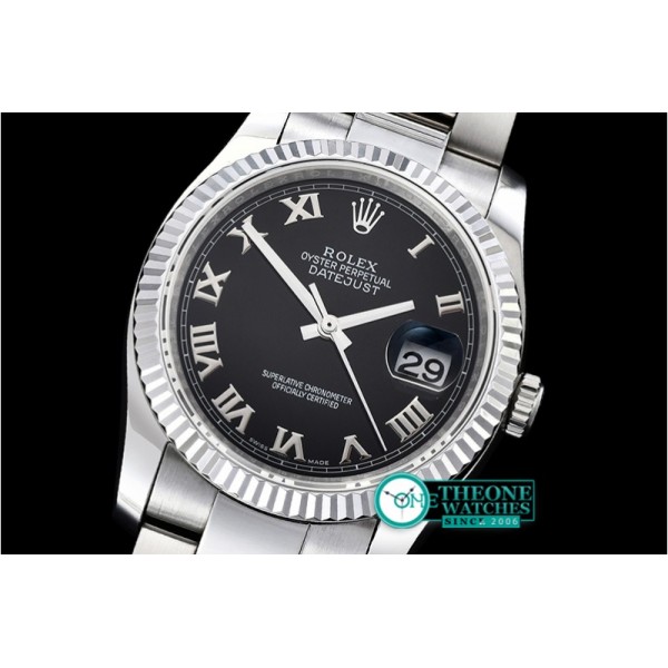 Rolex - DJ 36mm Oyst Flt SS/SS Black Roman BP A3135 Mod