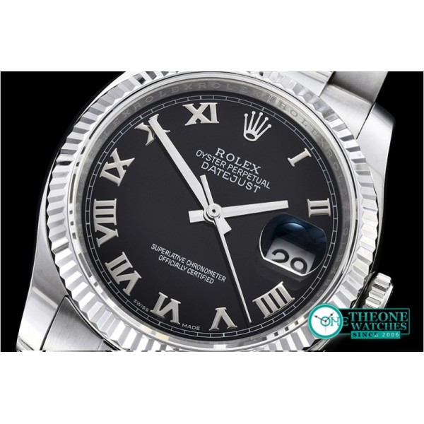 Rolex - DJ 36mm Oyst Flt SS/SS Black Roman BP A3135 Mod