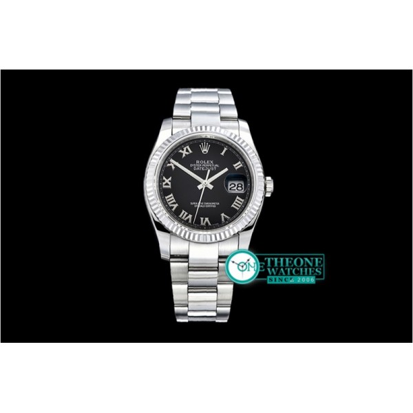 Rolex - DJ 36mm Oyst Flt SS/SS Black Roman BP A3135 Mod