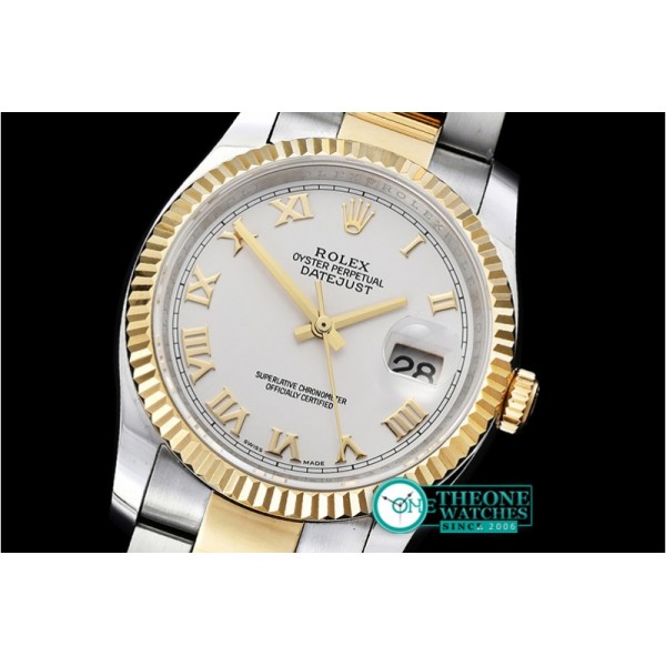 Rolex - DJ 36mm Oyst Flt YG/SS White Roman BP A3135 Mod