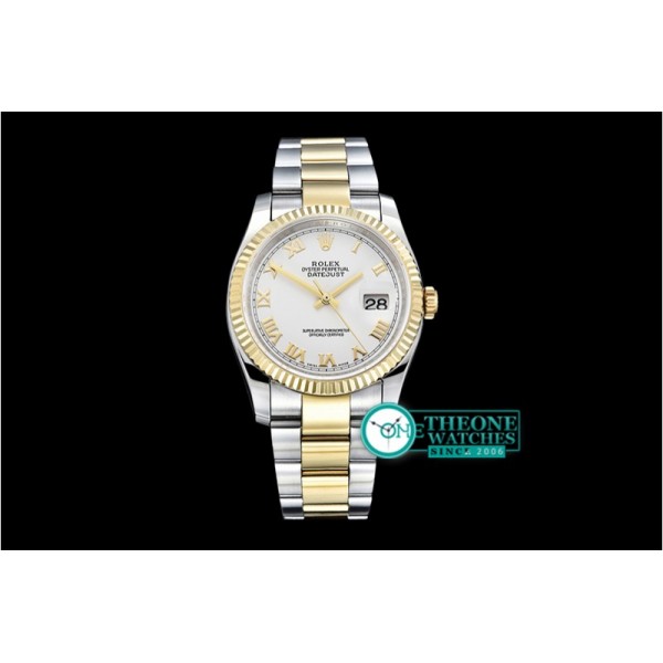 Rolex - DJ 36mm Oyst Flt YG/SS White Roman BP A3135 Mod