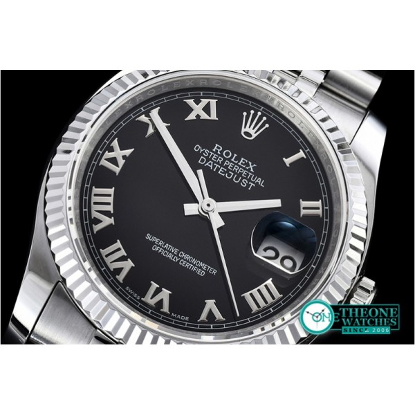 Rolex - DJ 36mm Jub Flt SS/SS Black Roman BP A3135 Mod