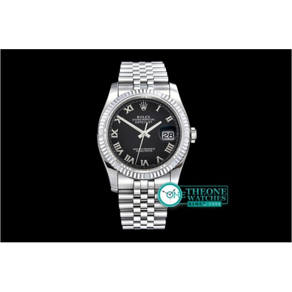 Rolex - DJ 36mm Jub Flt SS/SS Black Roman BP A3135 Mod