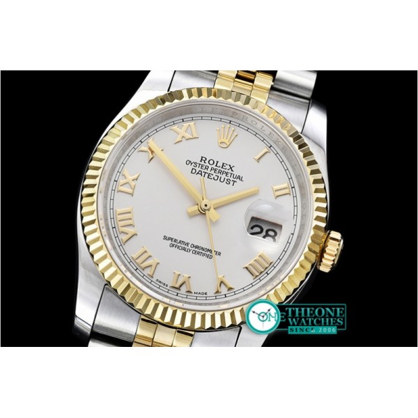 Rolex - DJ 36mm Jub Flt YG/SS White Roman BP A3135 Mod